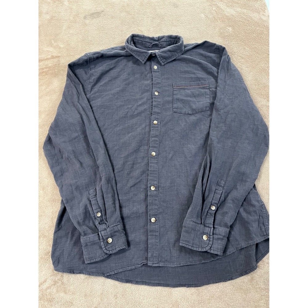 Marine Layer Shirt Men XL Dark Gray Cotton Stretch Button Up Long Sleeve EUC